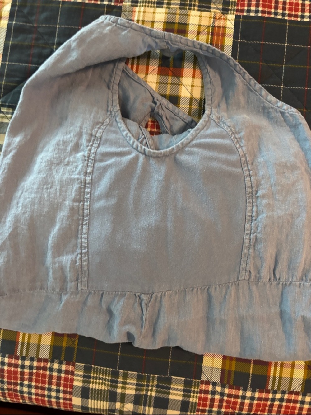 Flax Light Blue Linen Tank dress with Seamed Waist - Picture 4 of 8